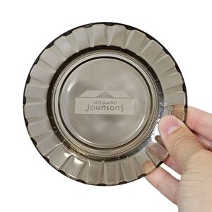 Vintage Howard Johnson's 4.5" Round Smoked Glass Ashtray